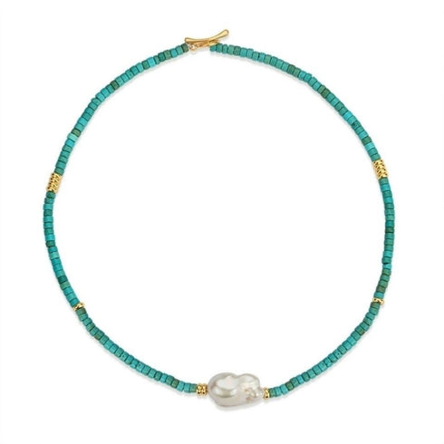 Large Baroque Pearl Turquoise Necklace